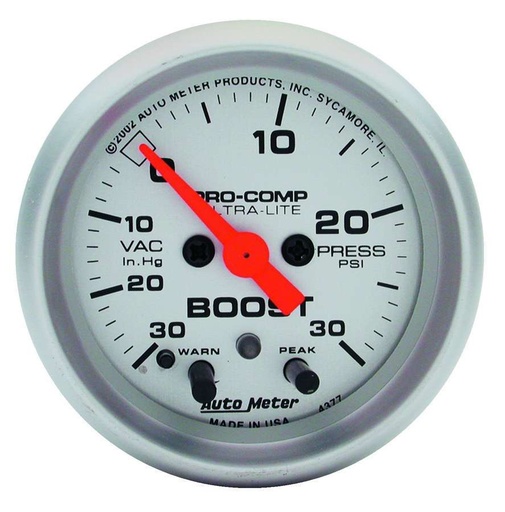 [ATM4376] Autometer - 2-1/16in U/L Boost/Vac. Gauge 30in/15psi
