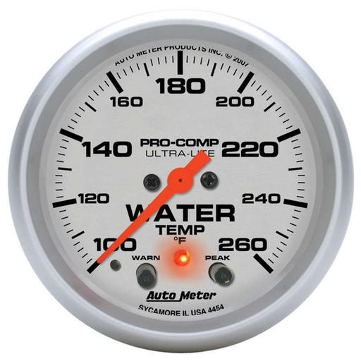 [ATM4454] Autometer - 2-5/8in U/L Water Temp Gauge w/Peak & Warning