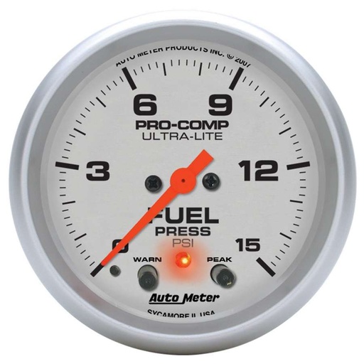 [ATM4470] Autometer - 2-5/8in U/L Fuel Press. Gauge w/Peak & Warning