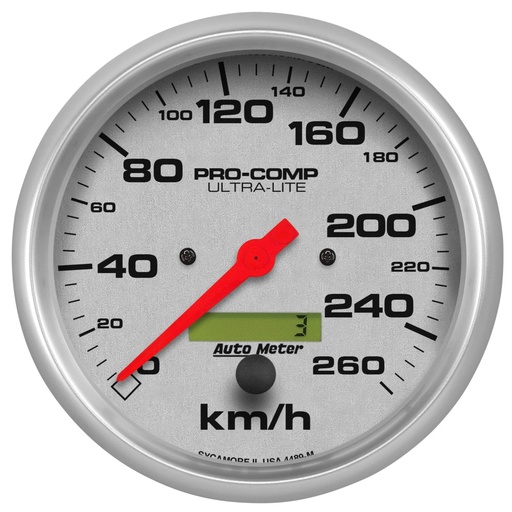 [ATM4489-M] Autometer - 5in U/L Speedometer - 260KPH Metric