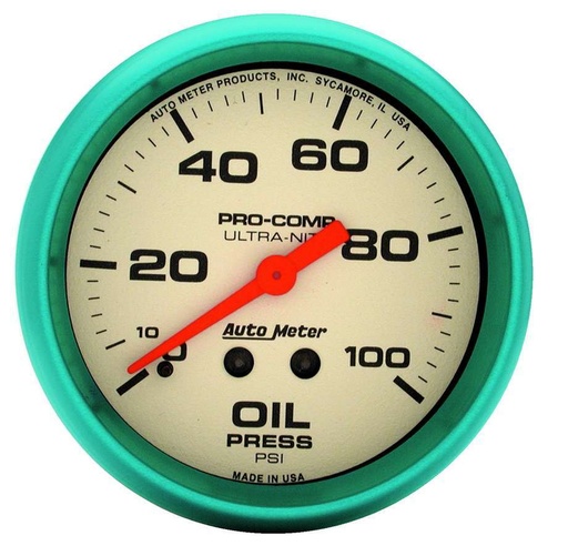 [ATM4521] Autometer - 2-5/8 Ultra-Nite Oil Press. Gauge 0-100psi