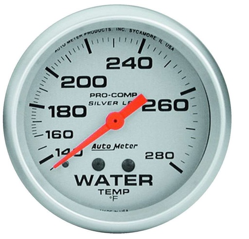 [ATM4631] Autometer - Pro Comp 2-5/8in Silver Liq-Fill Water 140-280