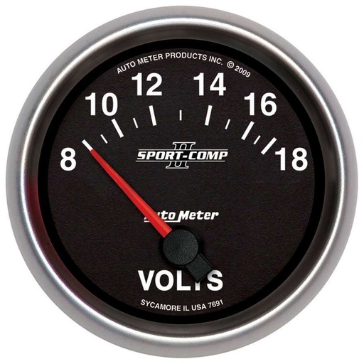 [ATM7691] Autometer - 2-5/8 Gauge Voltmeter 18V Electric Sport-Comp