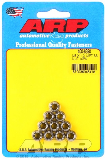 [ARP400-8390] ARP - 6Mm X 1.00 12Pt Nuts 10Pk Stainless Steel
