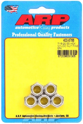[ARP400-8766] ARP - S/S 6pt. Fine Nyloc Nuts - 7/16-20 (5)