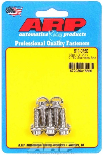 [ARP611-0750] Arp - S/S Bolt Kit - 12pt. (5) 1/4-20 X .750